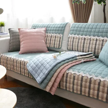 

Plaid Washed Cotton Lace Sofa Cover 3 Seater Non-silp Quilted Sectional Couch Cover Living Room Slipcover Reclinable Four Season