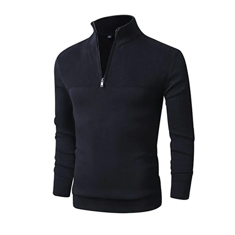 MuLS Brand Cotton Pollovers Sweater Men Casual Sweaters Pull Homme Knitted Pullover Half Zipper Turtleneck Knitwear Polo-Collar 2