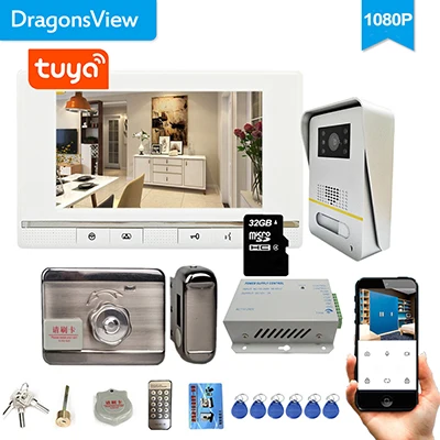 intercom with screen Dragonsview  10" Color Video Door Phone Wifi Wireless Video Intercom System Tuya App Mobile Unlock Monitor Day Night IR video intercom doorbell