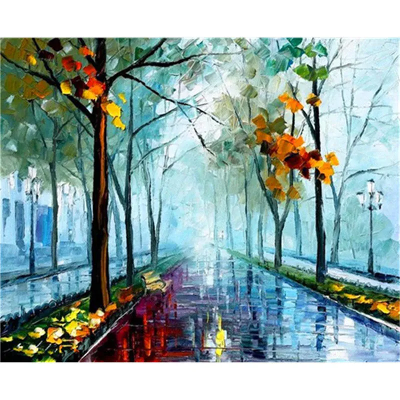 

BAISITE DIY Painting By Numbers Hand Painted Canvas Landscape Modern Wall Picture Art For Living Room Home Decoration OTG6436
