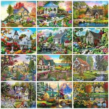 

EverShine 5D Diamond Painting House Cross Stitch Diamond Embroidery Garden Rhinestones Art Handwork Bead Picture Kits Home Decor