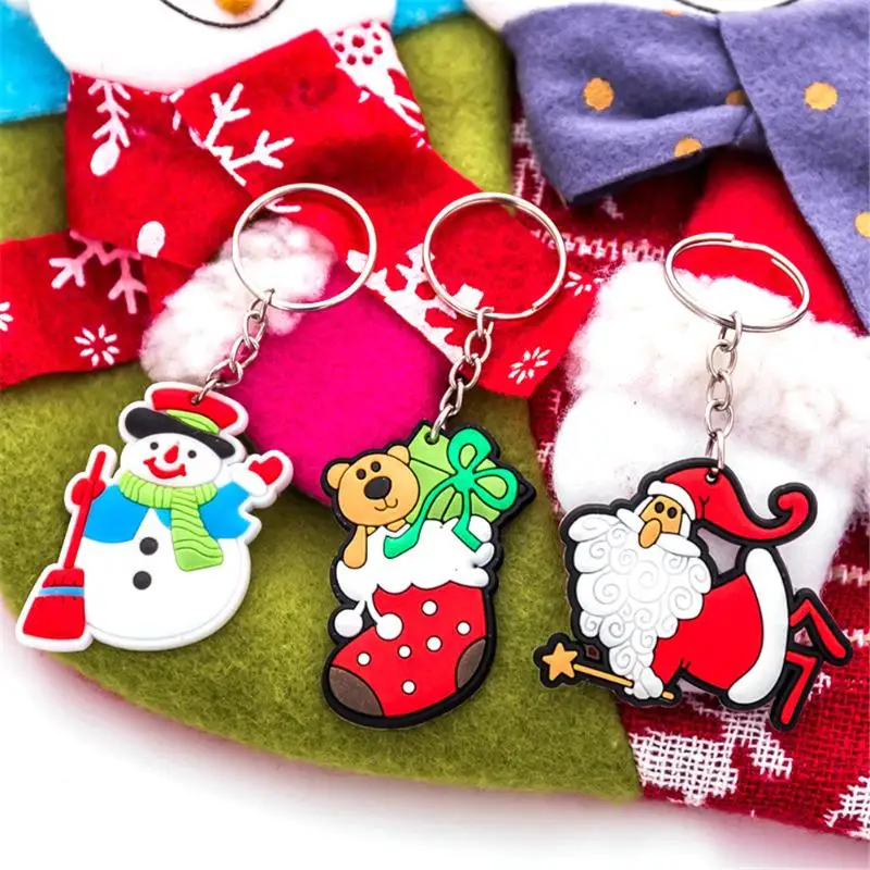 Рождественский брелок с мультяшным Санта Клаусом и снеговиком, подвеска, ювелирный подарок