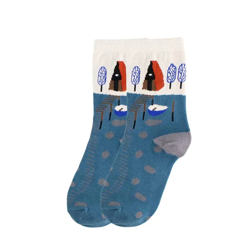 Креативные модные носки унисекс, забавные носки в стиле хип-хоп с изображением собаки, кошки, смайлика, Harajuku Happy Sokken - Цвет: 4