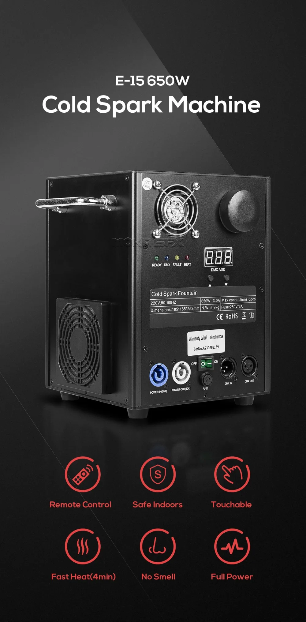 MOKA SFX MK-E15 MINI 650W Cold Spark Machine