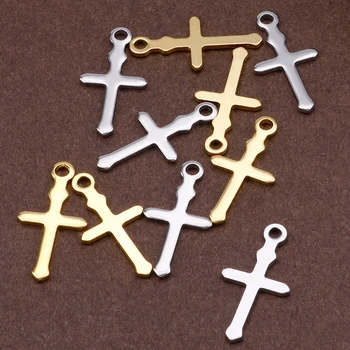 

15Pcs/Lot Golden Stainless Steel Cross DIY Jewelry Finding Accessories For Pendant Necklaces Earrings Making Supplies Logo Maker