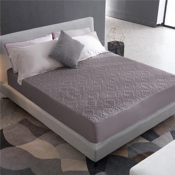 

Solid Color Quilted Embossed Waterproof Mattress Protector Fitted Sheet Style Elastic Bed Cover for Mattress Thick Soft Pad