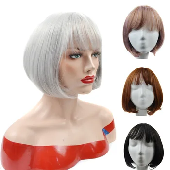 

jeedou Synthetic Short Hair BobHaircut Wig Brown Gray Color Young Girl's Hair Wigs