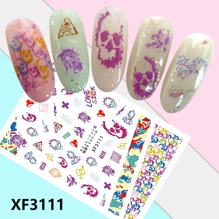 Хэллоуин моделей! Лак для ногтей задний клей дизайн ногтей стикер для украшения ногтей - Цвет: XF3111