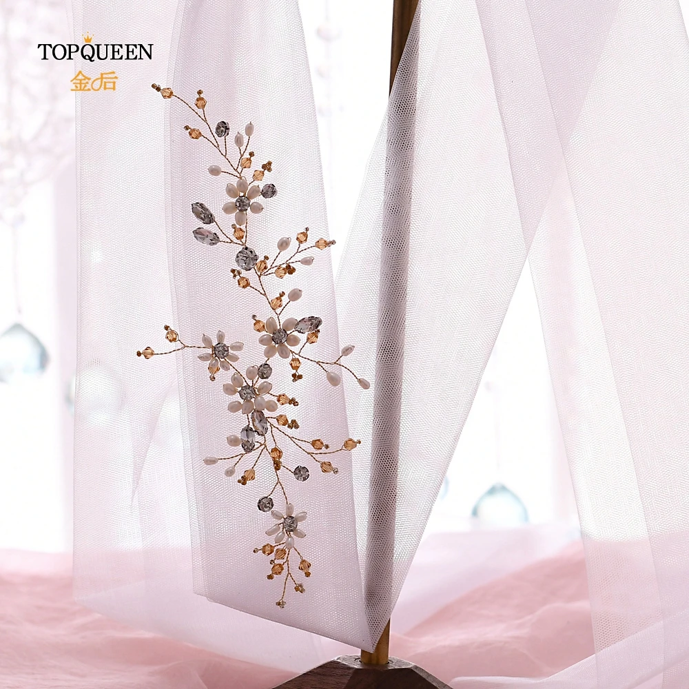 TOPQUEEN HWS07 Стразы свадебная вуаль повязка на голову свадебные головные уборы свадебная диадема для волос серебряные свадебные аксессуары для волос