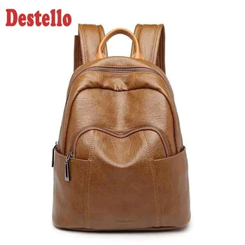 

New fashion PU teenager girls backpacks high quality women school shoulder bags large capacity soft backpack delicate travel bag