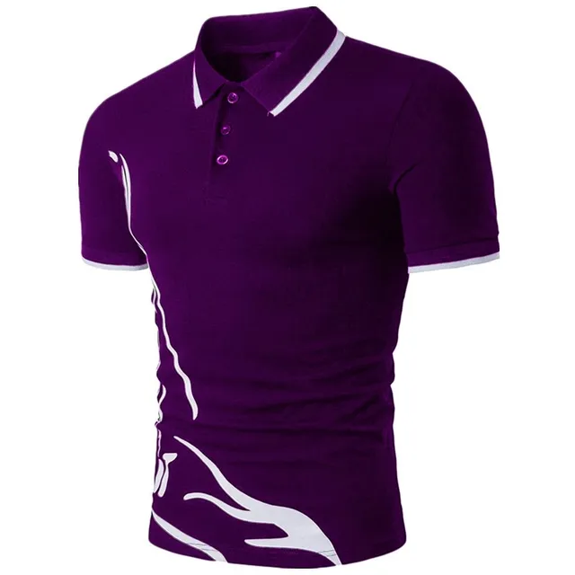 summer new Polo shirt men short-sleeved casual Slim solid color Polo shirt shrink-proof quick-drying outdoor leisure POLO shirt Purple