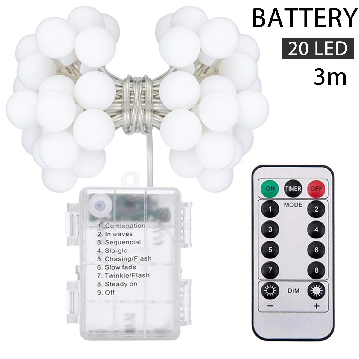 3m 20LED Battery 1,5 м, 3M, 6 м, Сказочная гирлянда, светодиодный, шар, гирлянда, водонепроницаемая, для рождественской елки, свадьбы, дома, внутреннего украшения, USB/на батарейках - Цвет: 3m 20LED Battery