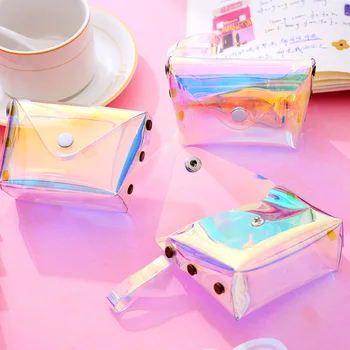 

PVC Clear Children's Small Pocket Bag Earphone Line Pouch Hasp Women Small Coin Money Change Key Card Holder Wallet Purse