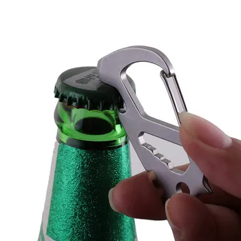 

EDC Titanium Keychain Multifunctional Tool Beer Bottle Opener Pocket Survival Tool Carabiner Metal Key Chain
