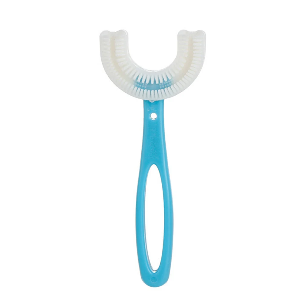 U Shaped Toothbrush 2-12 Ages Kids Toothbrush U-Shape Infant Toothbrush with Handle Silicone Oral Care Cleaning Brush for Baby