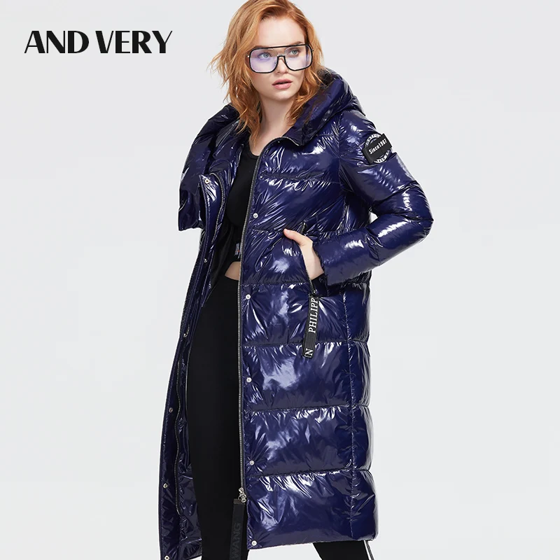 ANDVERY Зимняя новая коллекция пуховик женский темный цвет толстая хлопковая верхняя одежда высокое качество длинный стиль теплое зимняя куртка женская A005