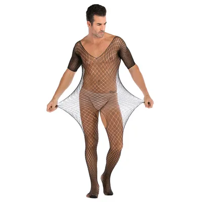 Men jumpsuits transparent stockings outfit sexy temptation to open files fishnet tights uniforms most comfortable boxer briefs Exotic Apparel