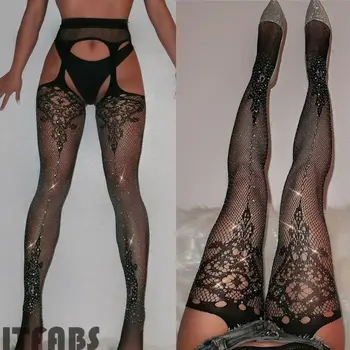 

Womens Socks Sexy Fishnet Tights Stocks Thigh Suspender Pantyhose Mesh Socks Black Autumn Womens Socks Body Weight 40-80kg New