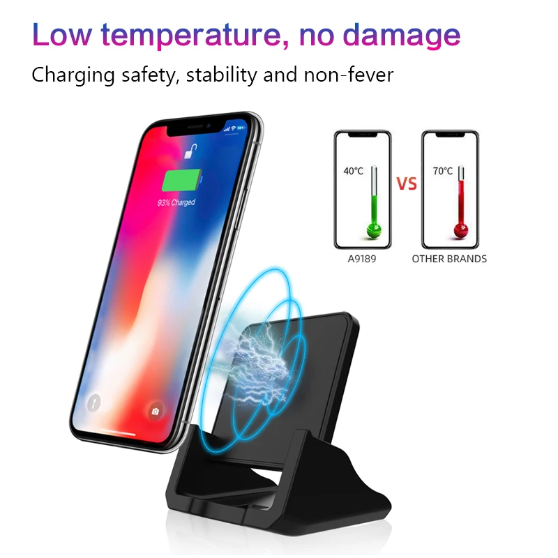 10W Fast Qi Wireless Charger For iPhone 8 Plus X XR XS MAX Samsung Galaxy S9 S8 Note 9 8 Desktop Mobile Phone Holder Charger