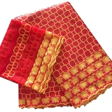 В африканском стиле riche ткань Гвинея парчовые ткани Дубай тюль, кружевные материалы в нигерийском стиле ASO OKE headtie 5+ 2 ярдов/партия