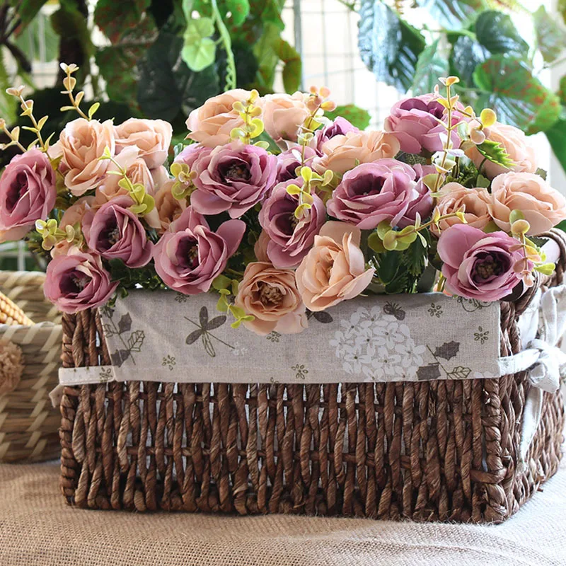 artificial flowers silk rose wedding bouquet home decor (7)