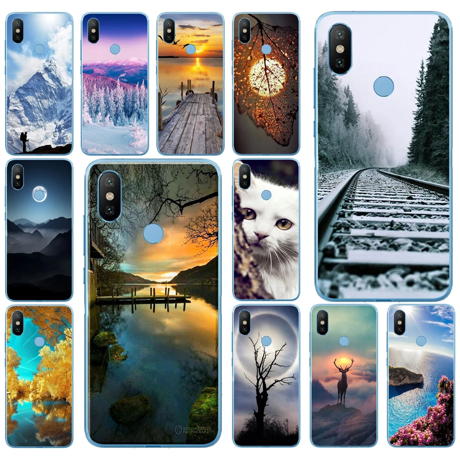 162DD Mountains Bamboo Sea Deer Cat Nature View Soft Silicone Cover Case for Xiaomi Redmi 6 6a mi 8 a2 lite note 5 pro 7 case | Мобильные