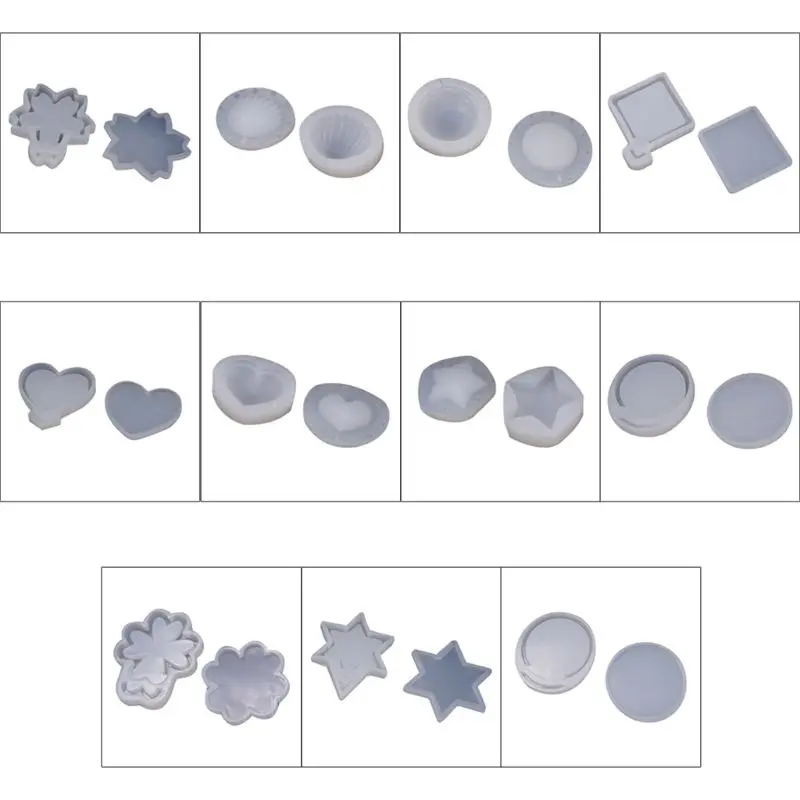 

DIY Crystal Drop Glue Sand Mold Star Round Jewelry Ornaments Pendant Silicone Epoxy Molds