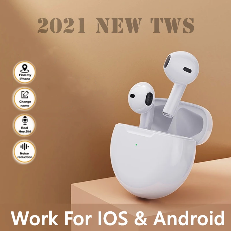 Precio reducido Auriculares TWS inalámbricos por Bluetooth, auriculares deportivos Air Pro 6B con micrófono para Apple, iPhone, Xiaomi y Huawei aKwjM5mXmJj