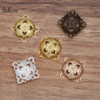 

BoYuTe (100 Pieces/Lot) 14MM Arched Square Metal Copper Filigree Findings Diy Hand Made Jewelry Accessories Wholesale