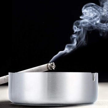 

Pack of 3 Cigar Ashtray Tabletop Round Stainless Steel Ash Tray Suitable for Cigarette Ash Holder for Home,Hotel,Restaurant,Indo