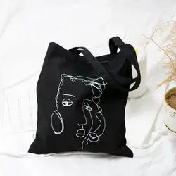 Модные женские холщовые сумки сумочки с абстрактным мультипликационным принтом 2019 Новые популярные модные женские повседневные Простые