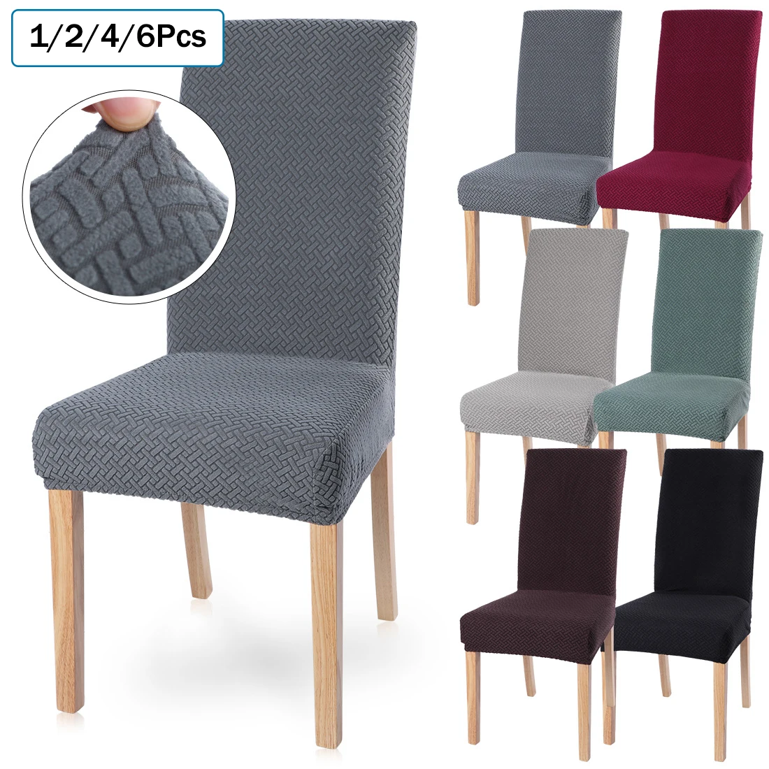 

1/2/4/6Pcs Solid Color Chair Cover Spandex Stretch Elastic Slipcovers Chair Covers For Dining Room Kitchen Hotel Banquet Wedding