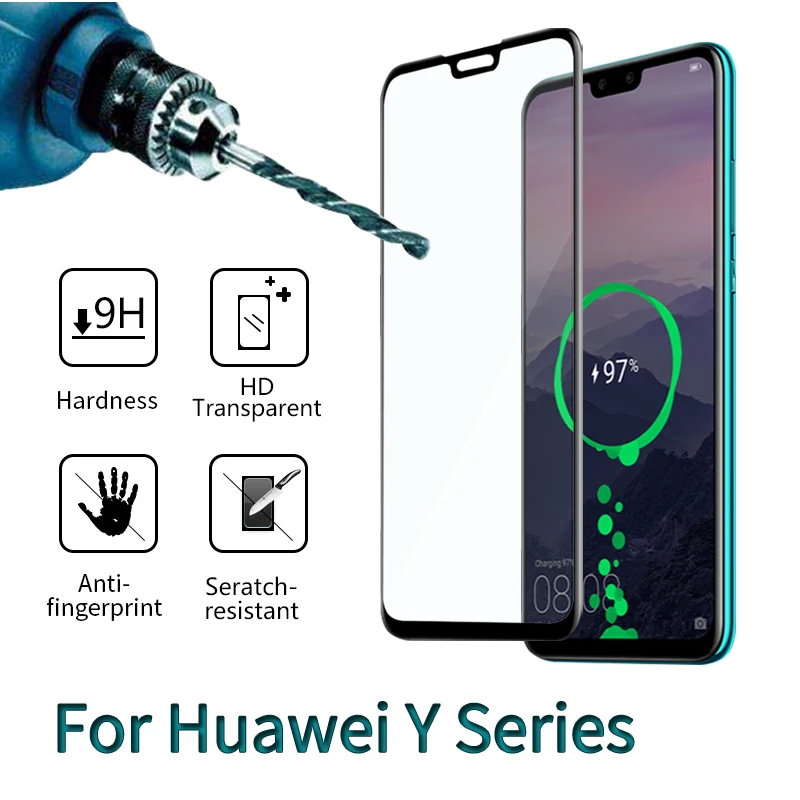 Защитное стекло закаленное 9H для Huawei Y6 Y7 Pro 2019 Y5 Y9 2018 Prime | Мобильные телефоны и