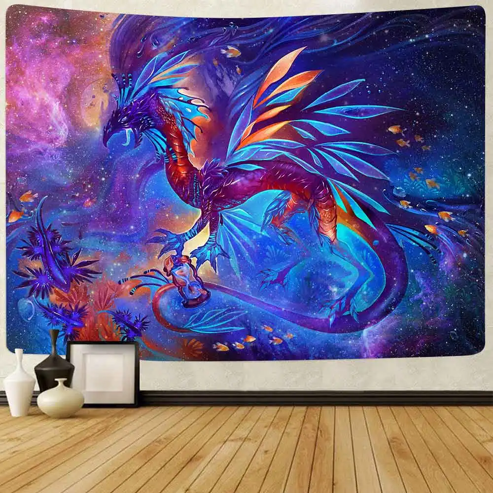 Настенный Гобелен Simsant Trippy цветной гобелен с изображением галактики дракона для гостиной спальни домашнего