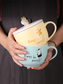 

Cute Ceramic Mug Creative Milk Cup with Lid Coffee Cup Water Cup Travel Christmas Mugs Funny Christmas Present Drinkware MK6336