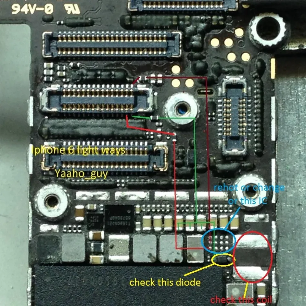 10 наборов = 60 шт. для iPhone 6 6G 6PLUS чип IC U1502 + L1503 катушка подсветки D1501 диод заднего