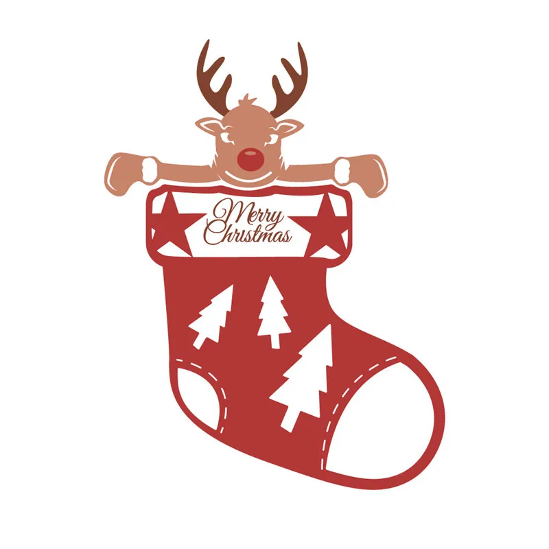 

Naifumodo Sock Wth Reindeer Head Metal Cutting Dies Christams DIY Etched Dies Craft Paper Card Making Scrapbooking Embossing New