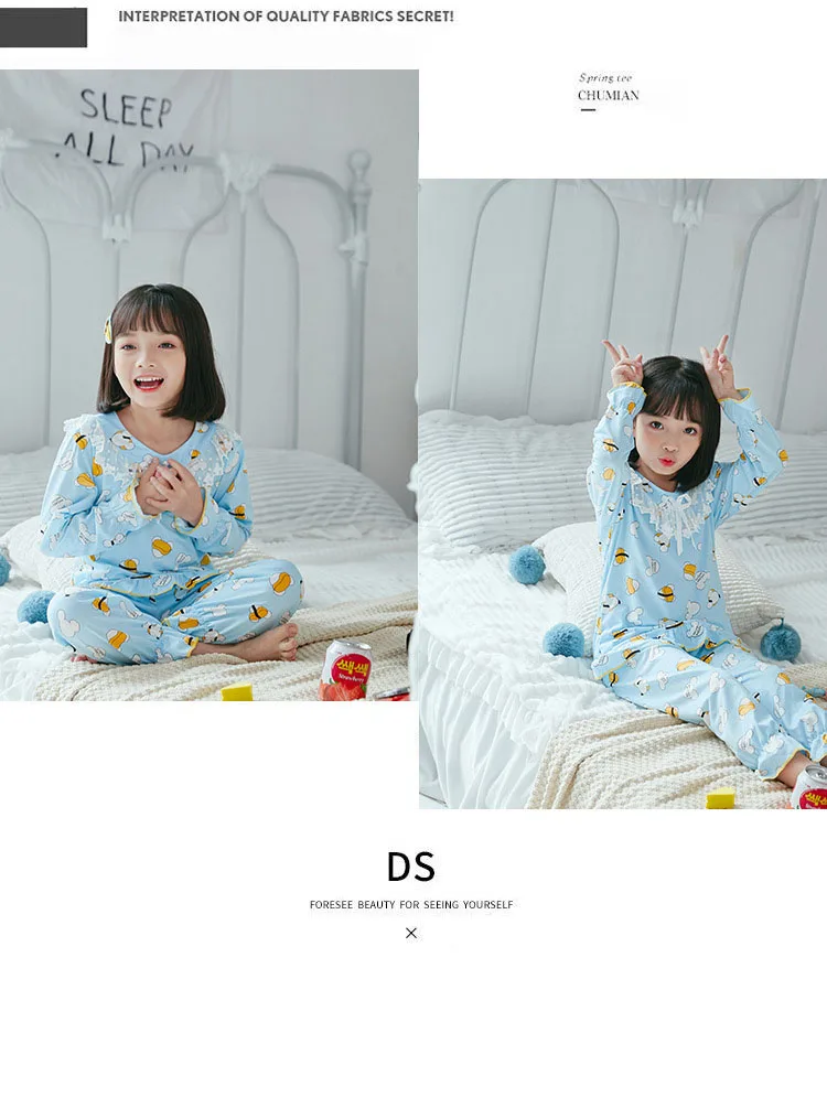Children Pajamas for Girls Pajamas Cartoon Print 2020 Spring Summer Kids Pijama Set Boys Sleepwear 8 10 12 Years Girls Homewear