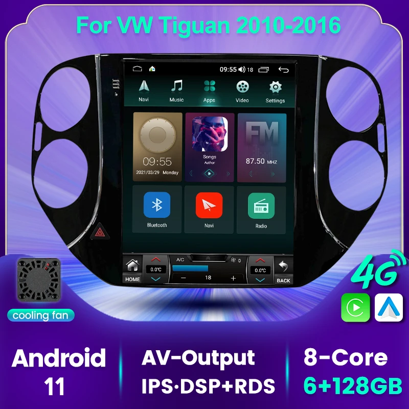Автомагнитола на Android 11 для Volkswagen VW Tiguan 1 NF 2010 2011 -2016 мультимедийный видеоплеер в