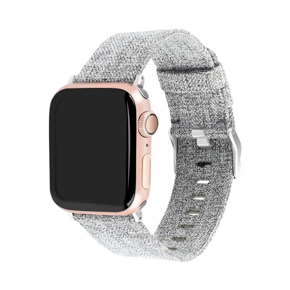 Light gray Ремешок совместимый для Apple Watch ремешок 44 мм 42 мм серия 5 4 3 холст correa для iwatch 38 мм pulseira аксессуары для мужчин и женщин - Цвет ремешка: Light gray