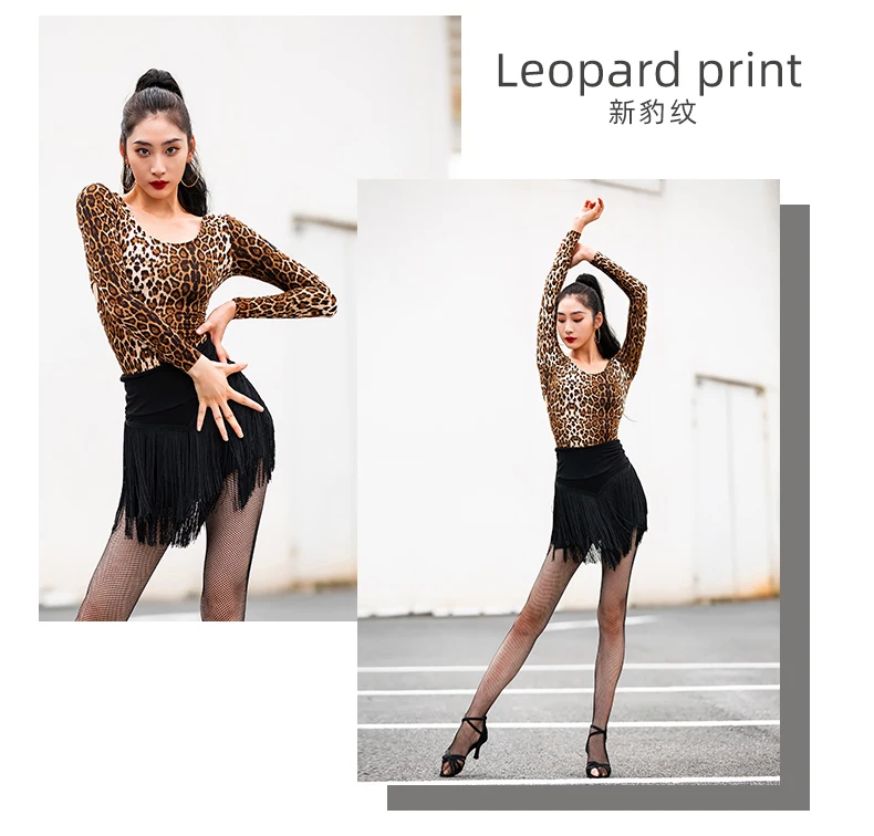 leopard camisas sexy roupas de dança feminino