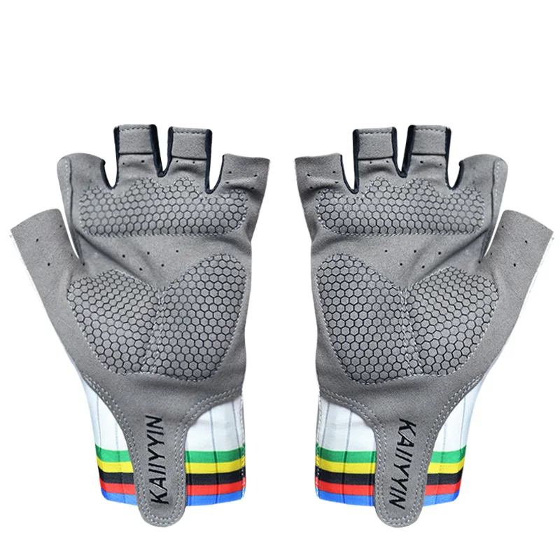 New Cycling Gloves Socks Combination Striped Half-finger Sports Bike Gloves Non-slip Breathable Bicycle Guantes Ciclismo 5