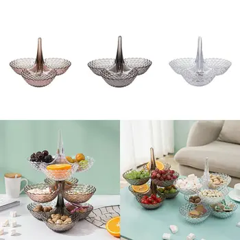 

Fast Shipping Multi-Layered Fruit Tray Creative Dessert Plate Living Room Coffee Table Home Candy Tray Plastic Dried Fruit Box