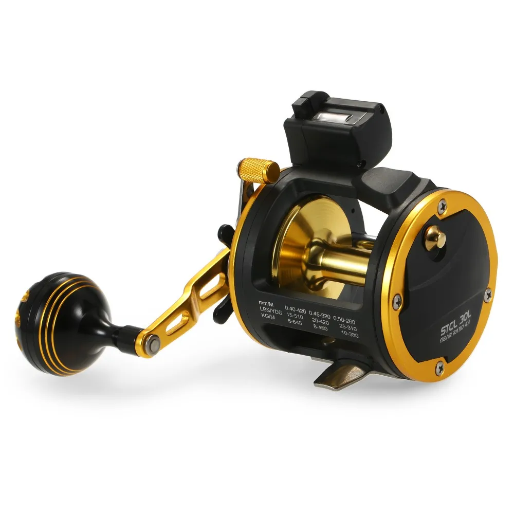 

6+1 Ball Bearing Fishing Trolling Reel with Line Counter Alarm Bell Drum Reel Fish Vessel Plate Bait Casting Wheel