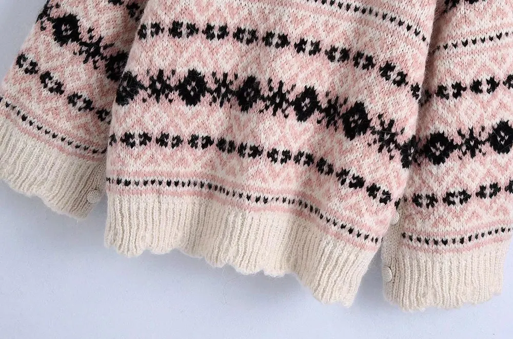 brown cardigan KPYTOMOA Women Fashion With Side Vents Oversized Jacquard Knit Sweater Vintage O Neck Long Sleeve Female Pullovers Chic Tops cute sweaters