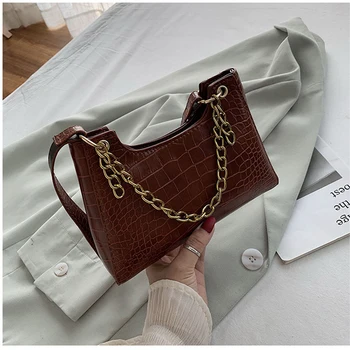

Women's handbag Crocodile pattern Chain small bag 2020 Shaped small square bag Women's shoulder bag Leather bags