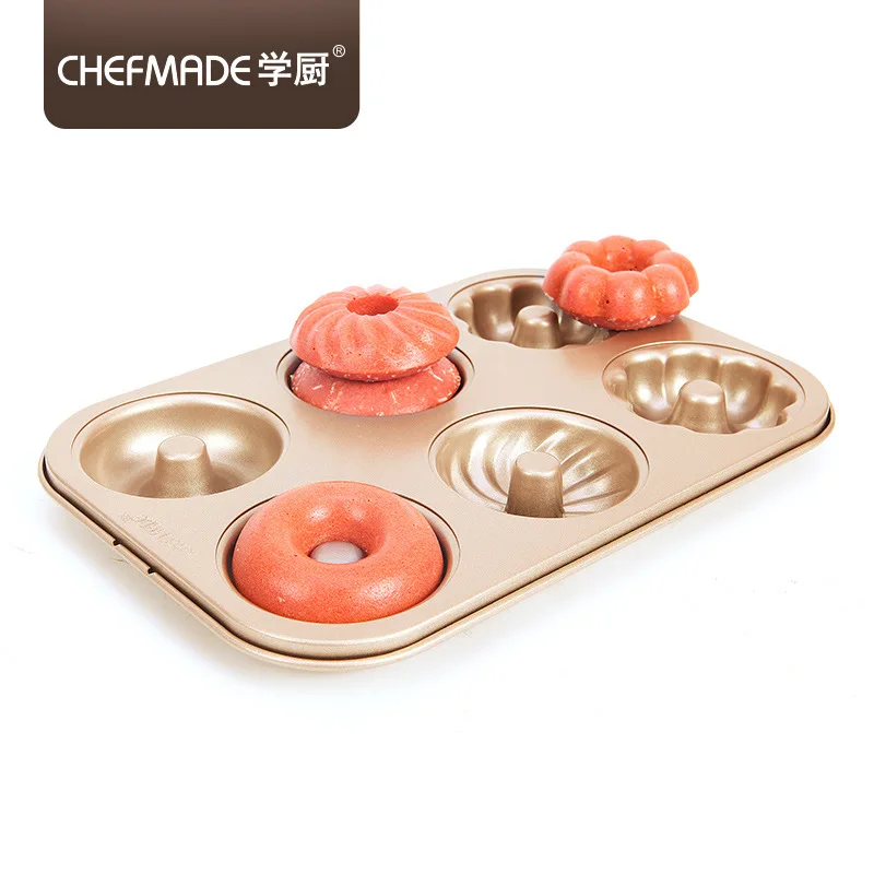 CHEFMADE Золотая 6 ровная антипригарная форма для торта с тремя цветами тяжелая