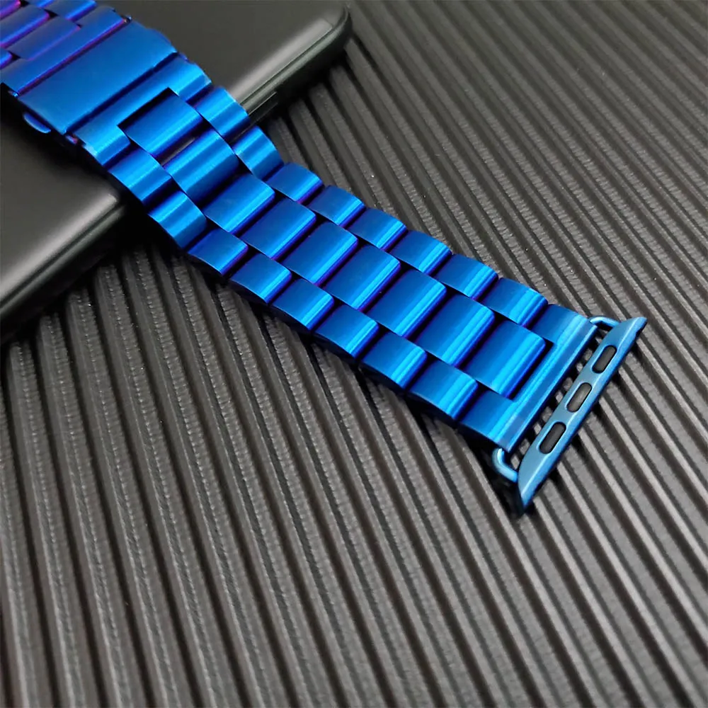 Blue Металлический браслет для Apple Watch 5 4 44 мм 40 мм iwatch series 1 2 3 42 мм 38 мм Миланский соединитель из нержавеющей стали ремешок - Цвет: Blue