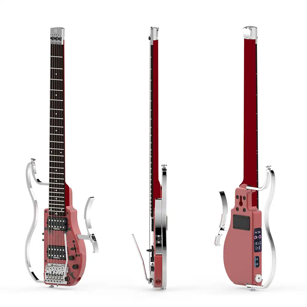 ads-361hcl professional foldable headless travel electric guitar