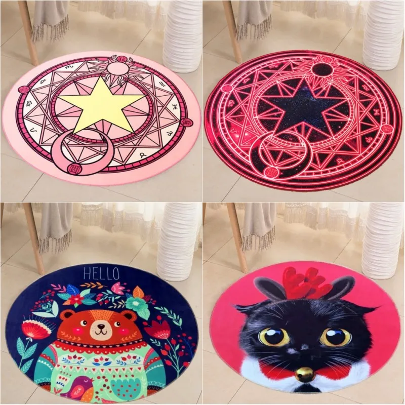

Magic Array Round Carpet Cartoon Children's Bedroom Cushion Cute Crawling Carpet Nordic Wind Hanging Chair Computer ChairCushion